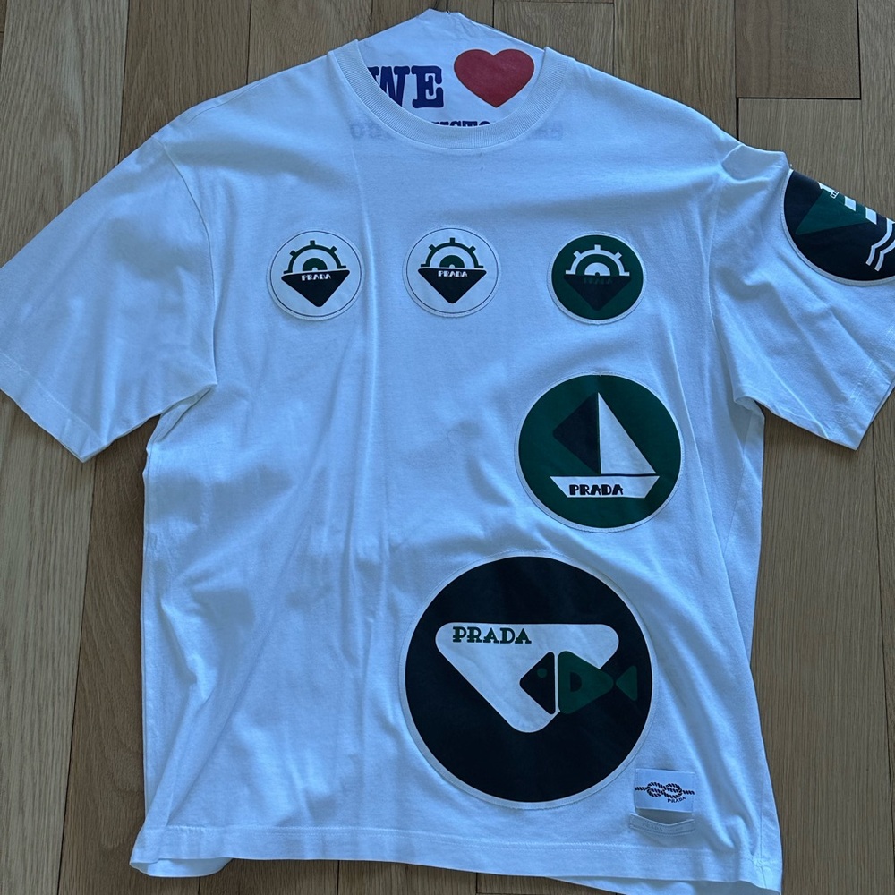 Prada White Graphic Men's Shirt